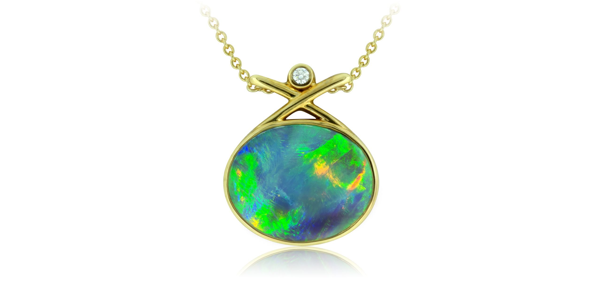 Solid Black Opal Pendant in 18k YG