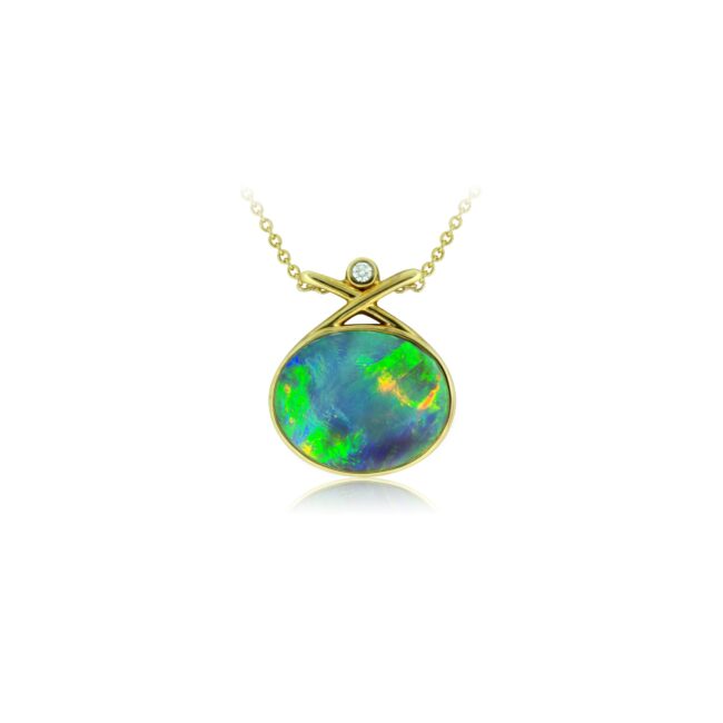Solid Black Opal Pendant in 18k YG