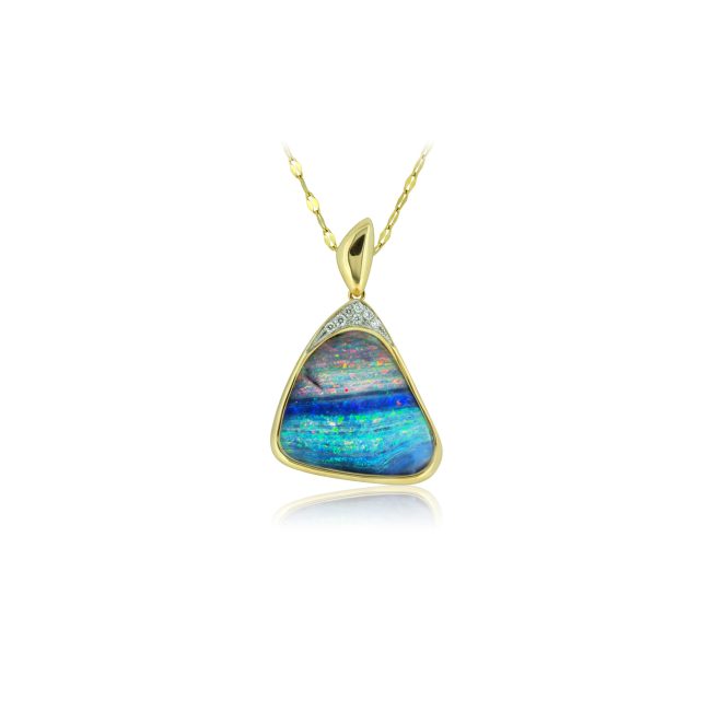 Solid Boulder Opal in 18k YG