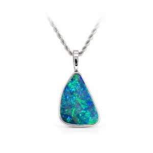 61.88ct statement boulder opal pendant in 18k white gold